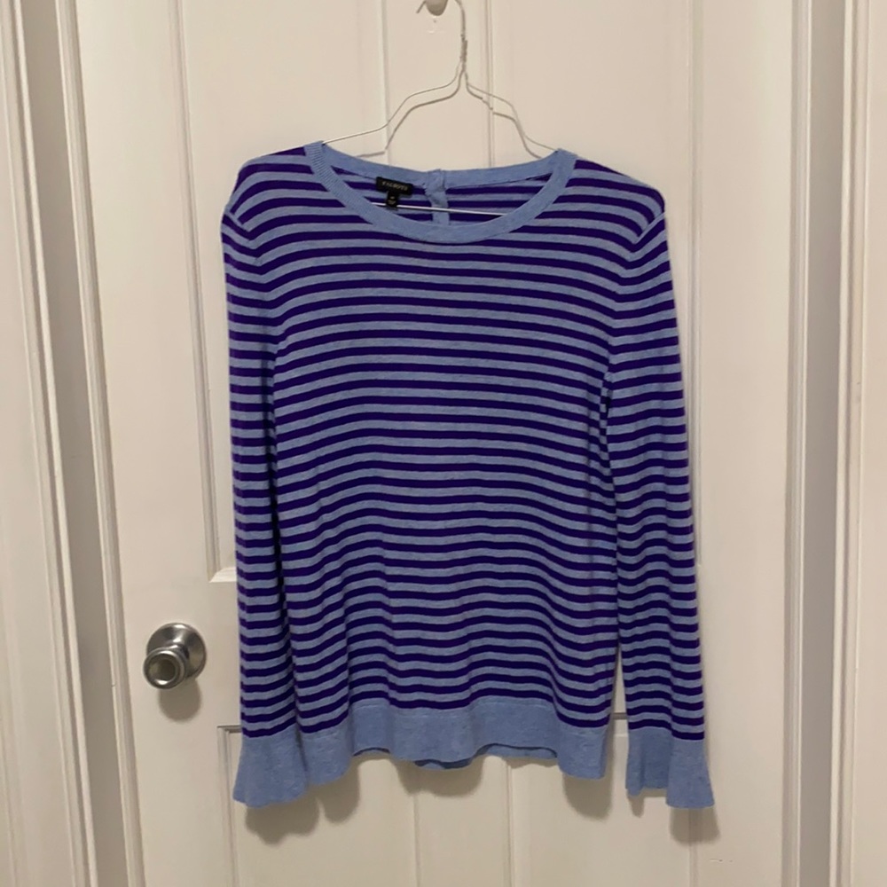 Talbots Blue & Purple Striped Bell Sleeve Sweater